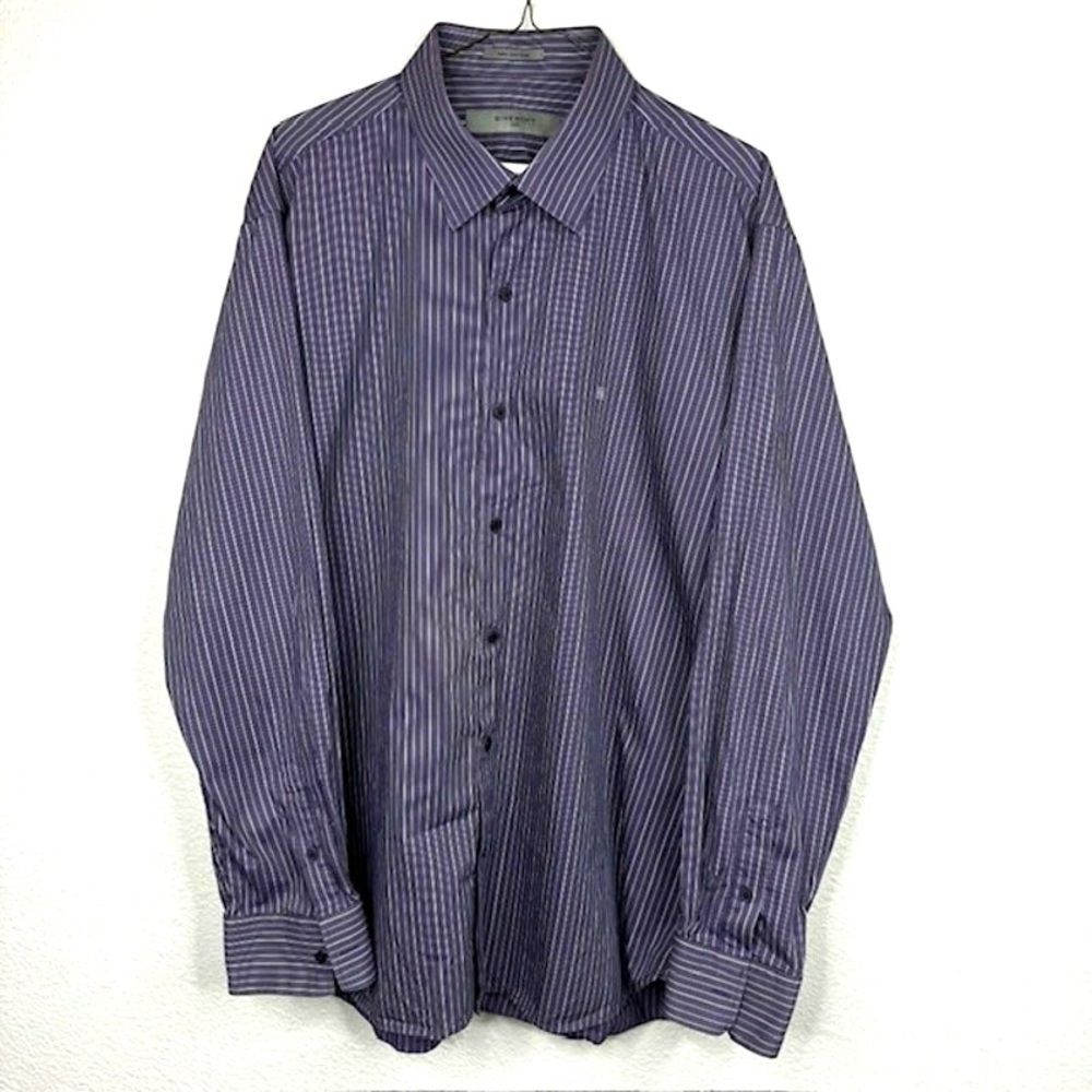 Givenchy Mens Medium Button Down Purple Stripe Sh… - image 1